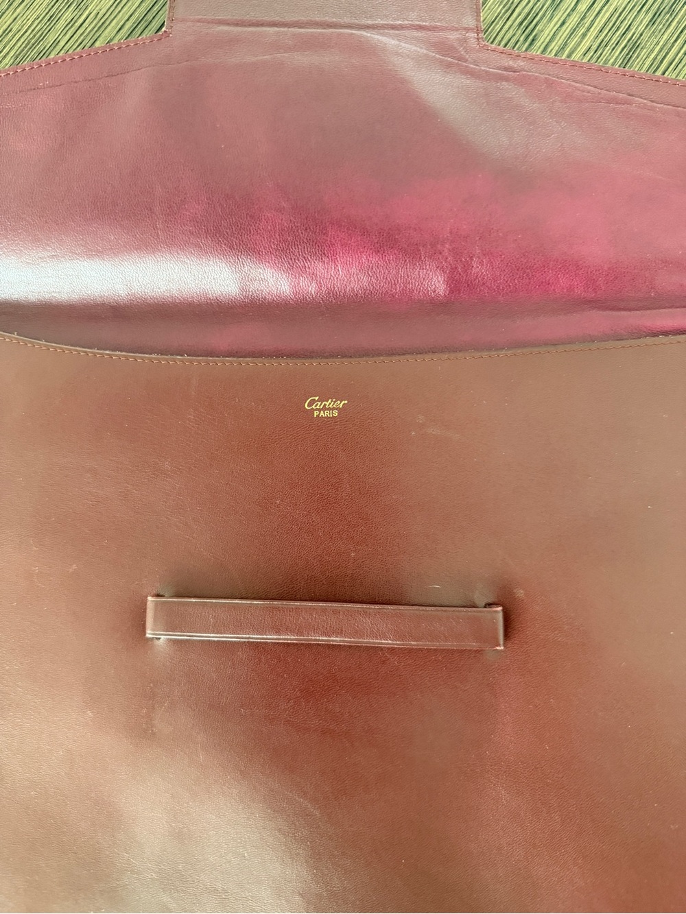 Vintage Cartier Wine Red Leather Document Folio with Gold Corners - Picture 3 of 5